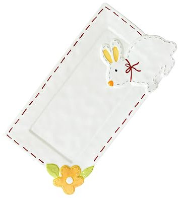 HEMOTON Rabbit Ceramic Dinner Plate for Home Tableware Practical and Adorable Food Plate for Serving Platters for Boys and Girls Dinner Tray Use