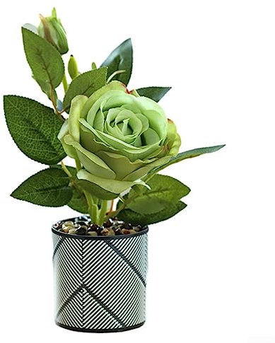 Künstliche Rosen im Topf, künstliche Pflanzen, Topfpflanzen, für Zuhause, Zimmer, Tisch, Garten, Dekoration, Grün