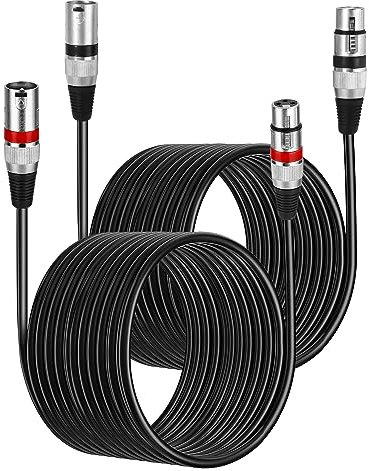 PERMUST 2 Pack Câble XLR 10M, Câble Microphone/Haut-Parleur Symétrique 3 Broches Mâle vers Femelle, Cordon Multicolore pour Micro, Table de Mixage, Podcast, DMX