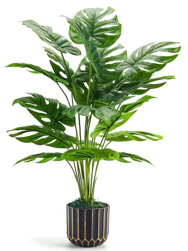 Der Rose Fake Plants Artificial Plants Tall 71cm Adjustable Faux Monstera Plants Indoor Outdoor for Home Bedroom Living Room Bathroom Decor