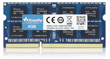 Wlizedle 4GB DDR3/DDR3L Laptop Memória RAM 1600MHz CL11 SODIMM Computador Módulo de Memória PC3-12800 /PC3L-12800 204-Pin 1.35V/1.5V Notebook Memory para Ordenadores portátiles, Azul