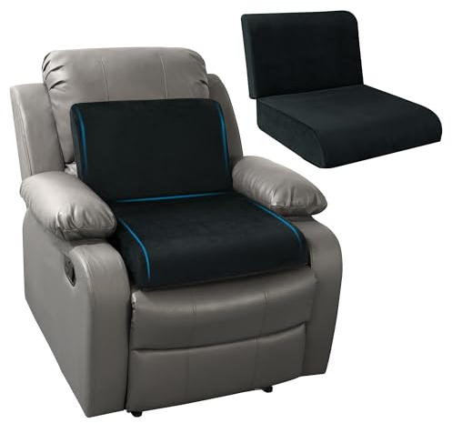 HOMBYS Recliner Seat Cushion with Lumbar Supportive Pillow Extra Large Non-Slip Seat Cushion with Back Support Cushions,Cruve Edge Design for Relief Thighs Pressure, Black