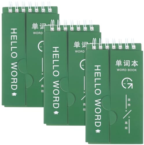FUNOMOCYA 3pcs Word Book English Learning Vocabulary Book Cards Notebook Spiral Notepads English Word Notepads Memo Pads Pocket Sized Notebook Memo Pad Book Student Mini Journal