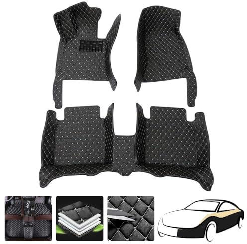 Fussmatten Auto Leder Fußmatten für VW Taigo 2022+,Vorne Hinten Schutz rutschfeste Fussmatten Allwetter Passgenau Bodenmatte Custom Autoteppich,BlackBeige