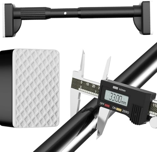 Teleskopstange 40-500m, Gardinenstange Ohne Bohren, Vorhangstange zum Klemmen, Ø33mm Edelstahl Duschvorhangstange, Klemmstange Ausziehbar, für Badezimmer und Kleiderschrank(Schwarz,310-400cm/123-157in