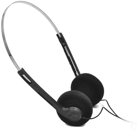 Galepromot Cuffie sovrauricolari nere, mini cuffie stereo leggere con cavo, stile vintage anni '80 e '90, cuffie stereo Hi-Fi, cuffie over-ear