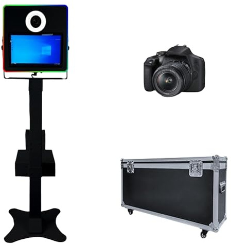 Miroir portable avec appareil photo reflex numérique de 15,6 à écran tactile - Machine à selfie - Impression instantanée pour fête de mariage, événements, location de Noël avec mini PC lumières RVB