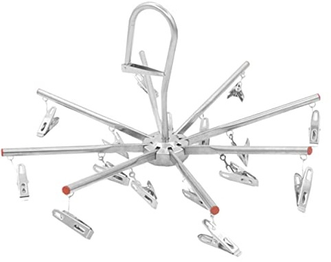 BUGUUYO 16 Clip Stainless Steel Clothes Hanger Rack Drying Rack for Home Non-Slip Hangers for Pants Towel Diapers