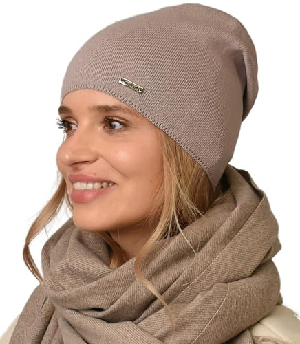 Alur Mütze Damen Beanie Wintermütze Strickmütze - Warme Elastisch Elegant Winter Mütze EKO - Weiches Garn Stilvoll Universell Warm (Mokka)