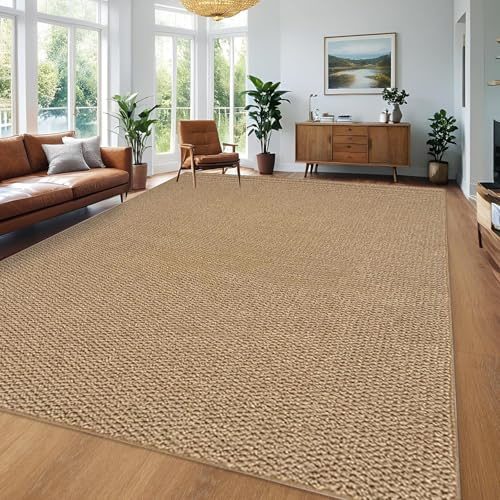 USTIDE Natural Woven Sisal Rug - Rustic Chunky Textured, Washable, Nonslip for Living Room, Indoor/Outdoor Use, 200x300cm