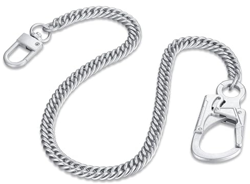Ahiller Herren Hosenkette, Heavy Biker Geldbörsenkette mit Karabiner | Robuster Edelstahl Anti-Verlust Schlüsselkette Jeans/Gürtel, Doppelverschluss gegen unbeabs. Öffnen, Motorrad Herren Anhänger