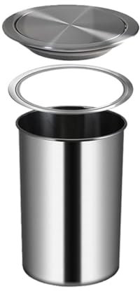 WOTZOV Pattumiera con Coperchio Ribaltabile bilanciato per Cucina, pattumiera da Incasso a S con Coperchio, pattumiera Rotonda in Acciaio Inox da 9/12 Litri, Adatta per Arm