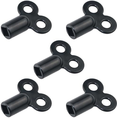FMHXG 5PCS Heater Switch Inner Quad Two Hole Metal Key For Heater Extended Radiator Key Plumbing Bleed Key Air Duct Tool For Taps and Radiators Valve Wrench Black