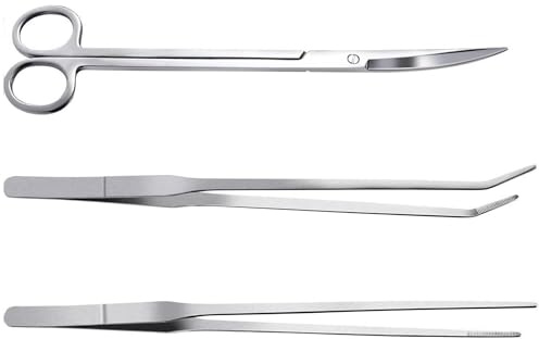 3 Pezzi Aquascaping Tools, Set di Attrezzi Lunghi in Acciaio Inox per Acquario, Utensili per la Pulizia Dell'Acquario, Kit Pulizia Acquario, Kit di Strumenti per Acquario, Accessori per Acquari