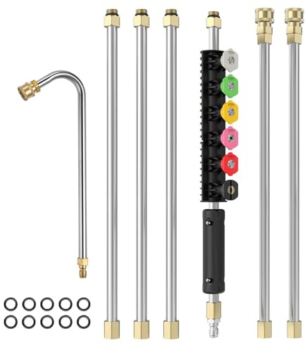 Pressure Washer Extension Wand Set,Geichan 4000 PSI Gutter Cleaning Tools,Roof Cleaner Lance with 6 Pcs Nozzle Tips,1/4 Inch Quick Connect, Power Washer Replacement Lance for Roof Window Washing