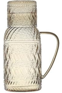 Jus Carafe d'eau Pichet à eau en verre de 1,1 L avec couvercle, pichet à eau froide rétro, bouilloire à thé domestique résistante aux hautes températures for eau froide/chaude, thé glacé Thé Cruche(Ye