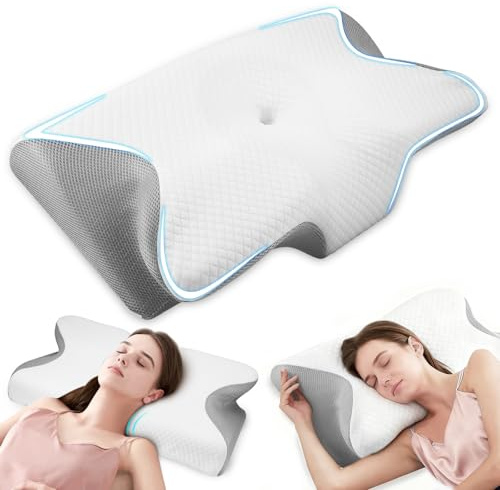 Gxpjycfob Memory Foam Pillow, Supportive Neck Pillow, Comfortable Pillow for Sleeping, Ergonomic Side Sleeper Cervical Pillow Butterfly pillow, Removable Washable Pillowcase