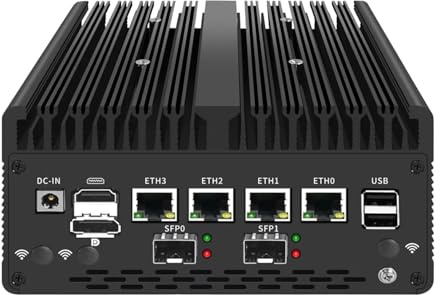 Mini PC 8505 sans Ventilateur avec DDR5 M.2 Nvme 4 i226 2.5G LAN, USB, HDMI, DP, Type C, 2 x 10G SFP+, WiFi, Micro Routeur Appliance, AES-NI, OPNsense, sans RAM sans SSD