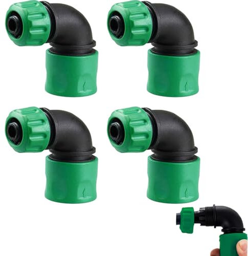 4 pezzi Attacco rapido acqua 1/2 90 gradi,Tubo da giardino adattatore ad angolo rapido,Connettore Rapido a Gomito per Irrigazione da Giardino