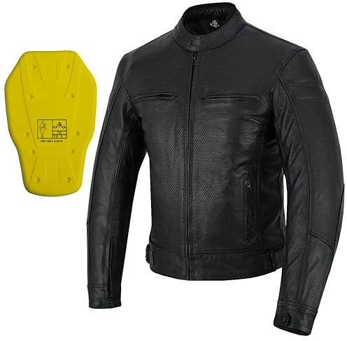 BI ESSE Giacca Moto Uomo in Vera Pelle – Giacca da Moto Leggera, Traspirante ed Estiva – Stile Biker, Ideale per Viaggi e Uso Quotidiano su Strada (IT, Testo, M, Regular, Regular, NERO)