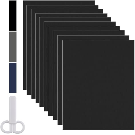 10er Nylon Selbstklebende Flicken Reparaturset 15x20cm | Selbstklebender Wasserdichte Reparatur Patch Nylon Reparatur Patches mit Schere Für Zelt Daunenjacke Regenmantel-Schwarz