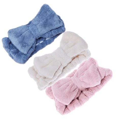 SHERCHPRY 3 st Elastiska Hårband med Slipsknut för Ansiktstvätt och Makeup Komfortabla Huvudband i Blått och Rosa för