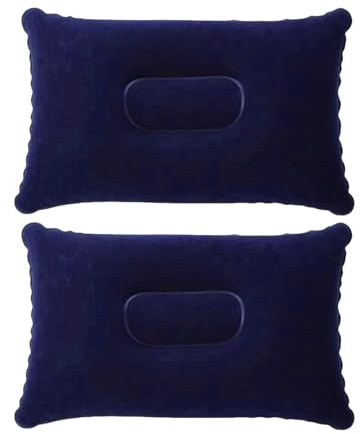 Inflatable Pillow, 2Pcs Blow up Pillow, Ultralight Air Camping Pillows Portable Inflatable Pillow for Camping, for Adults Flocked Surface Cushion Neck Support for Travel Hiking Beach Outdoors Fishing