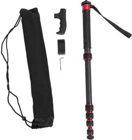 Mtlavishness Camera Monopod 6 Section monopode en fibre de carbone extensible avec tête de bâton de marche 1/4 pouce 3/8 pouces Vis de conversion pour la caméra DSLR