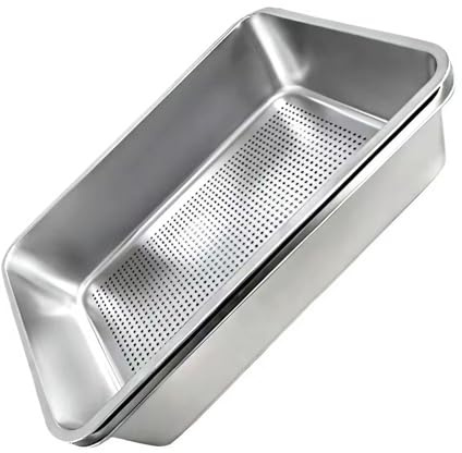 Lettiera Gatto In Acciaio Inox - Grandi Dimensioni con Filtro e Bordo Alto - Vassoio Metallo Spesso Antiruggine - per Gatti Conigli e Viaggio - Non Trattiene Odori