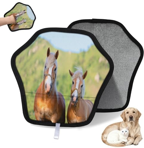 WowPrint Wasserfarben-Pferdehaarentfernungshandschuh für Katzen, Hunde, Tiere, Pferde, wiederverwendbar, elektrostatische Tierhaar-Handschuhe, Bürstenwerkzeug für Couch, Kleidung, Teppich, Möbel