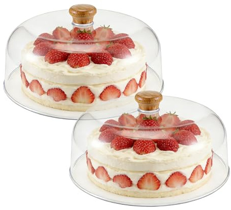 Ginobili 2 Pcs Acrylic Cake Dome Cover for Cake Stand - 11 Inch Clear Acrylic Dome Lid for Display & Protection, Suitable for Kitchen, Birthday, and Wedding Food Displays