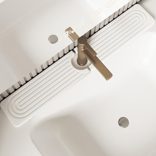 Stone Faucet Mat for Kitchen Sink, White Quick Dry Sink Splash Guard and Protector Mat Set for Kitchen & Bathroom Countertops