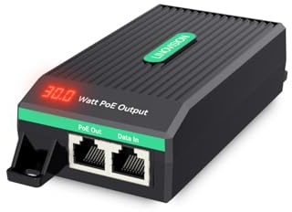 LINOVISION Gigabit 30W POE+ Injector with Intuitive Power Comsumption Indicator, AC100-240V Input, IEEE802.3af/at 30W Power and data output for IP Camera, Wireless AP, VoIP Phone