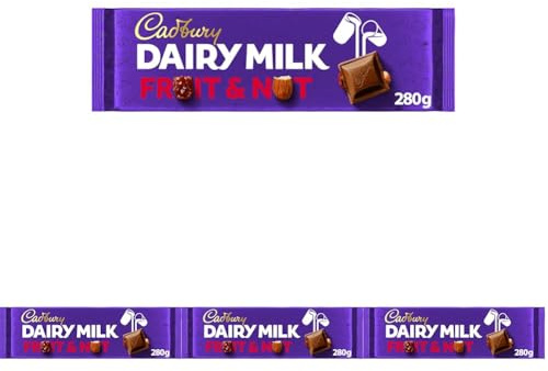 Cadbury Dairy Milk Fruit & Nut Chocolate Bar, The Classic Creamy Taste, Sharing Bag, 280 g (Pack of 4)