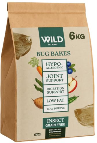 Bug Bakes Grain Free Insect Dog Food – Hypoallergenic Dry Dog Food, Joint Support & Digestive Support, Low Fat & Low Purine, Natural Complete Dog Food, 6kg