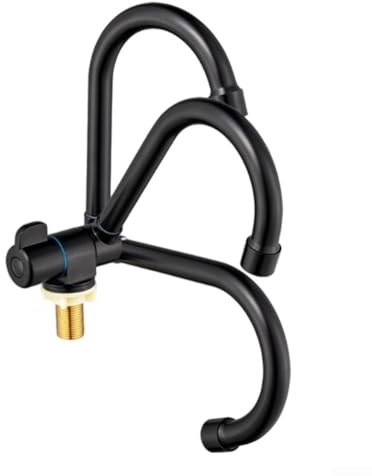 PureBowlic Robinet pliable noir pour camping-car - Rotatif à 360 degrés - Robinet d'eau froide unique en acier inoxydable et cuivre - Design compact - Filetage G1/2 - Trou de montage de 22 à 28 mm