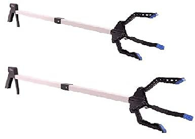 2er Set Jeising Drei-Finger-Greifer im Premium Alltagshilfe, Müllzange, Greifer, Teleskopgreifer, Gartenhelfer, Greifzange für Senioren