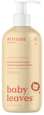 ATTITUDE Shampooing et Gel Douche 2-en-1 pour Bébé & Enfant, Certifié EWG Verified, Doux pour la Peau, Ingrédients d’Origine Naturelle, Végane, Parfum Nectar de Poire, 473 mL