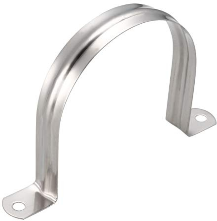 sourcing map M100 Rigid Pipe Strap, 2 Holes 304 Stainless Steel Tension Tube Clip Clamp 4pcs