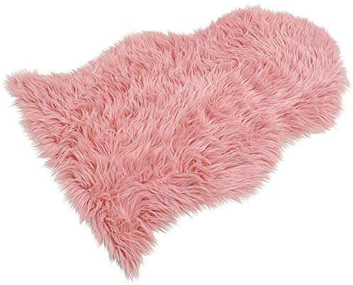 matches21 Flauschig weiches Kunstfell Dekofell hochwertiges Schaffell-Imitat gemütlicher Fellteppich Teppich langflorig Fellimitat 90x60 Farbe rosa
