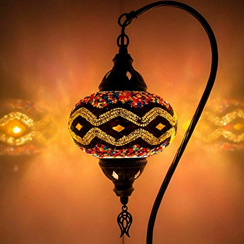 ENVA (20 varianti) Lampada turca marocchina a mosaico – Lampada turca – Fatto a mano mosaico collo di cigno tavolo scrivania comodino lampada – lampadina LED gratuita (3013)