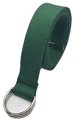 XYFCJK 3 Stück Gürtel Mit Doppel-D-Ring-Schnalle - 3,2 cm Breites Leinengewebe Herren Damen Jeans Dekorativer Dünner Bund, Einfarbiger Mode-Street-Style-Militär-Stoffgürtel,Grün,120Cm(47.2Inch)