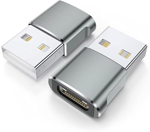 Adaptador USB C a USB con aleación de aluminio tipo C hembra a USB 3.1 macho convertidor adaptador compatible con portátiles Power Banks cargadores plateados útiles y prácticos