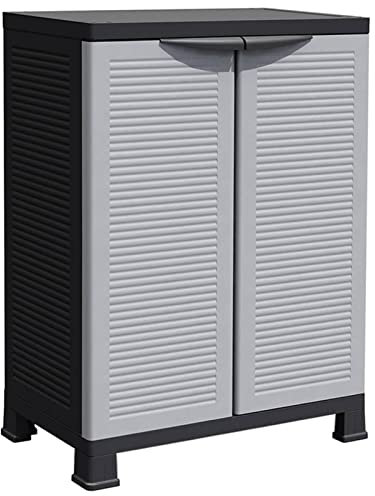 Gecheer Plastskåp, hushållsskåp, skåp, trädgårdsskåp, balkongskåp, rengöringsmedelsskåp, sidoskåp, verkstadsskåp, förvaringsskåp 68 x 39 x 92 cm med 2 dörrar och 2 hyllor