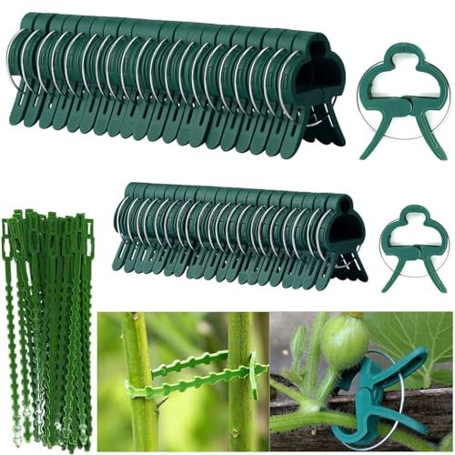 Booaee Pinzas para plantas, 90 unidades, soporte para plantas de jardín, anillos para soporte de fijación, clips para plantas, pinzas de invernadero para plantas trepadoras, accesorios para plantas