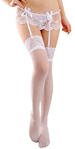 TOEECY Collant Donna Reggicalze Hot Calze a Rete Autoreggenti con Pizzo Giarrettiera Velate Eleganti Trasparenti Accessori moda Fiocchi Decorativi