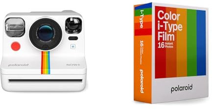 Polaroid Now+ Gen 2 Camara Instantánea, Blanco, Sólo cámara & 6009 - Película Instantánea Color para i-Type, Paquete Doble, 16 Peliculas, Multicolores (Película de Color), Paquete Doble (16 Fotos)