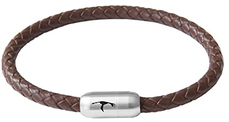 Paris Montana Lederarmband geflochten | Braun Cognacfarben | Edelstahl Magnetverschluss mit Anker- oder Sylt-Gravur | Durchmesser von 6mm Ø |Handgefertigt| Maritim (21.00, Sylt-Gravur)