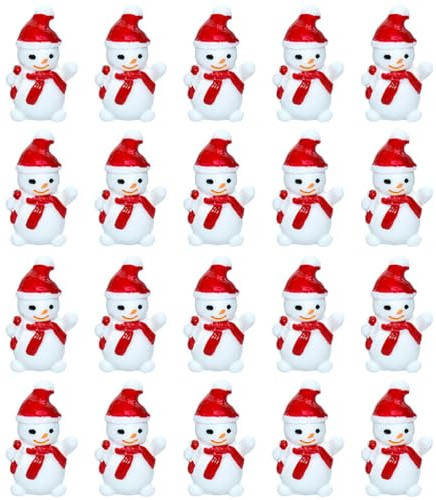 Levemolo 50pièces Mini Bonhomme De Résine pour Décoration De Noël Figurines Hivernales Adorables pour Micro Paysage Et Bureau