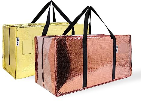 Heavy-Duty Moving Bags – 4-Pcs Large Moving Bags with Zipper – Waterproof and Foldable Packing Bags for Clothes, Blankets, Laundry Storage – Tote Organizer Bags for Moving, Packing, College, Dorm